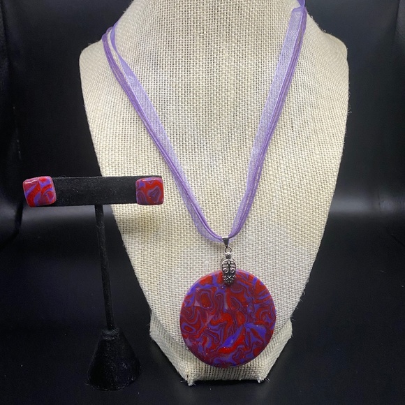 Handmade Pendant Nickel and Matching Earrings - Picture 1 of 1